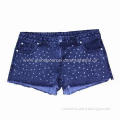 Women's fashion shorts with embroidered and distressed